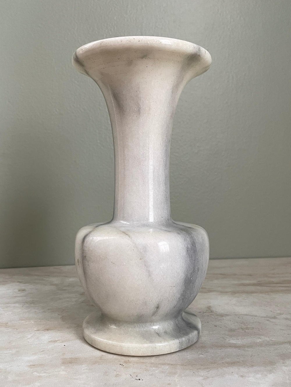 Vintage Hand Carved Marble Bud Vase | Mid-Century Modern